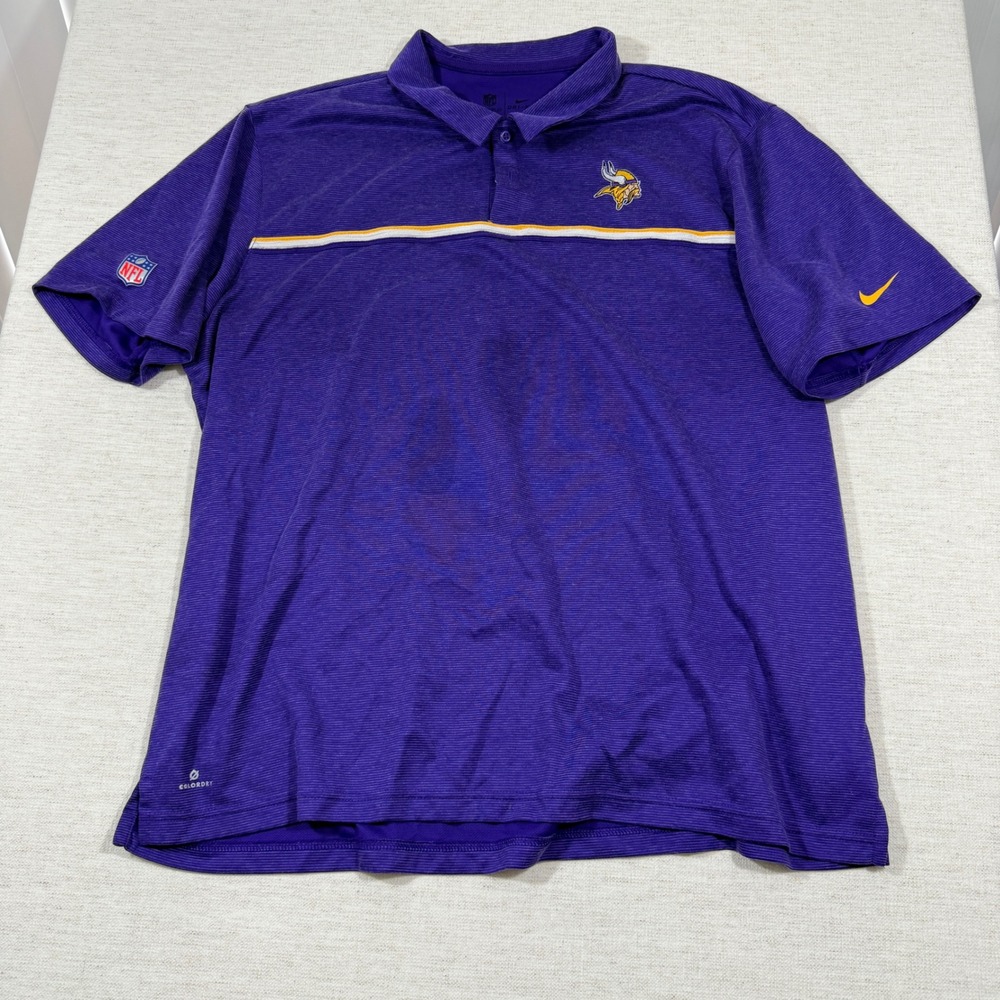 Nike Polo Shirt Mens XXL Purple Minnesota Vikings NFL Onfield Dri-FIT